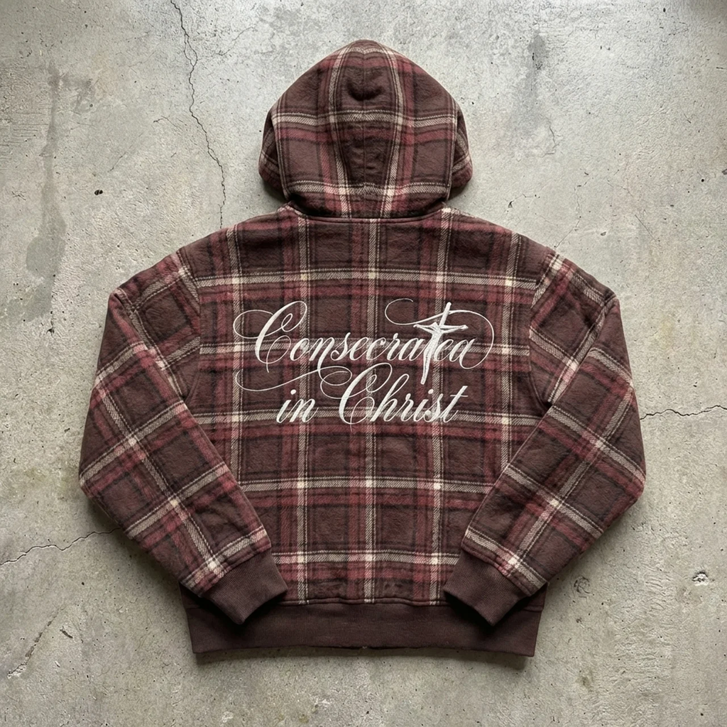 Covenant Plaid – Script Embroidered Zip Hoodie