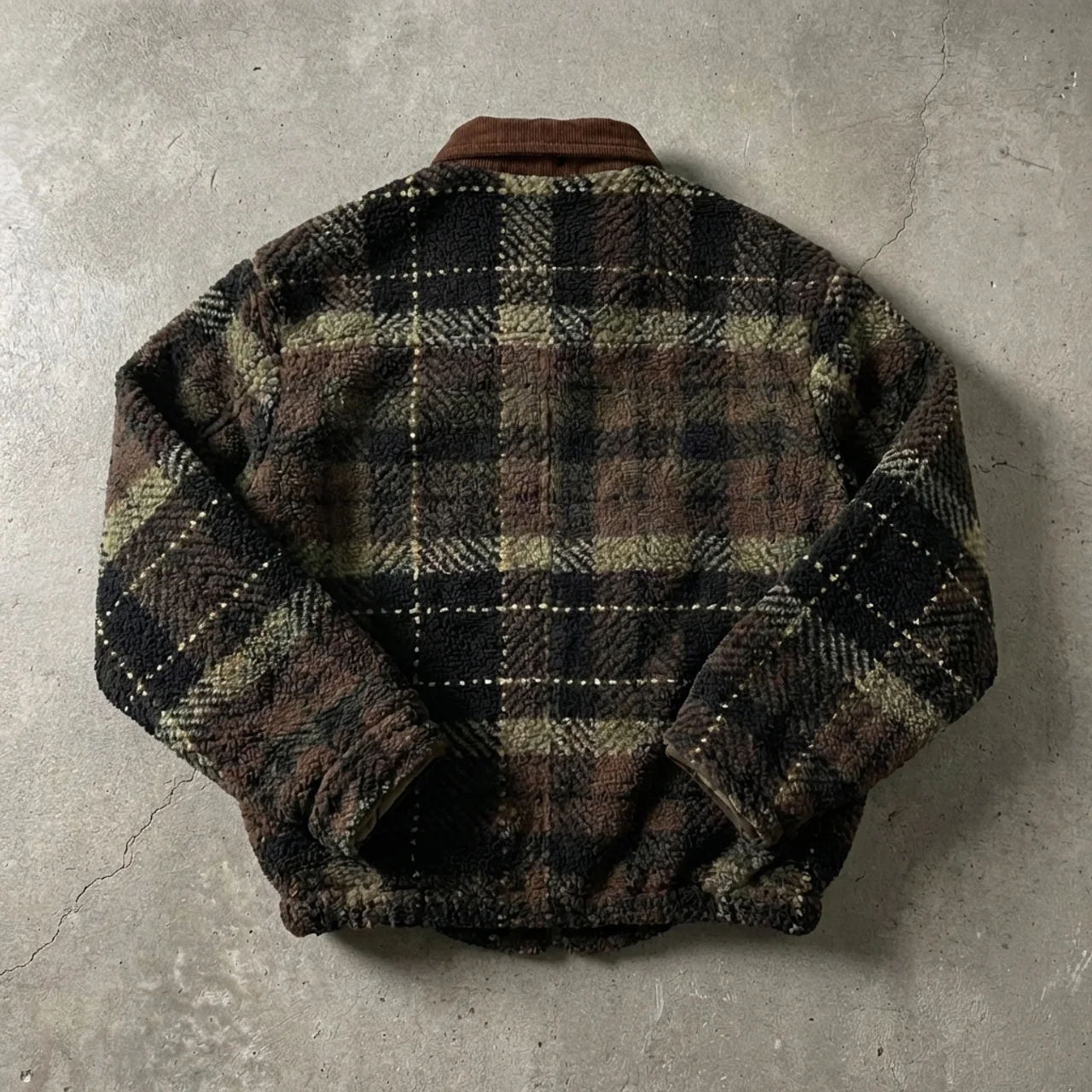 Faith Over Flesh – Sherpa Plaid Zip Jacket